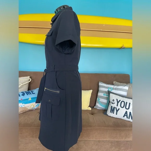 Zac & Rachel NWOT Collared Buttoned Down Dress Size 16 Navy - Picture 2 of 6